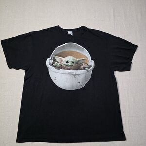 Star Wars The Mandalorian Baby Yoda promo tee shirt black size Xlarge